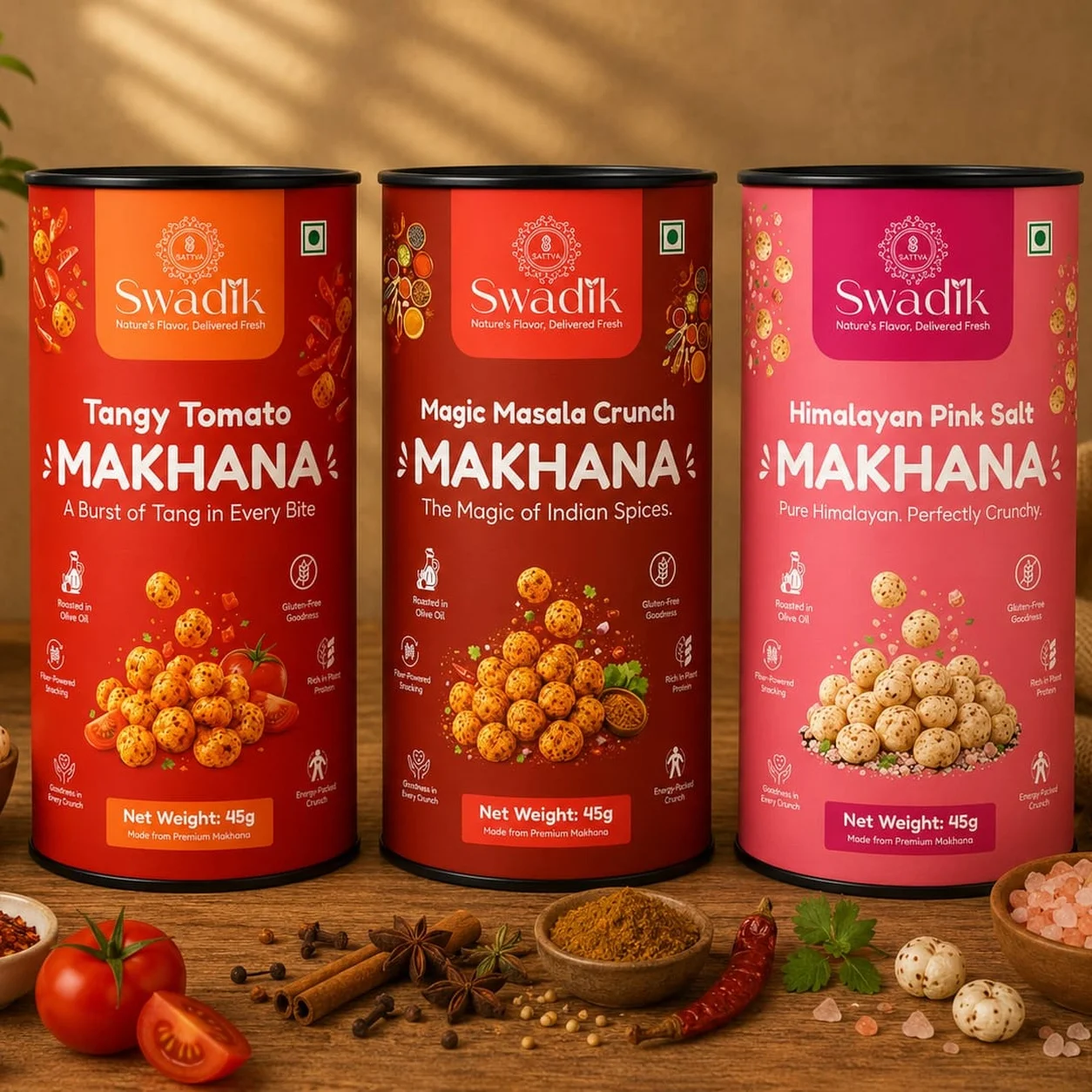 Tangy Tomato + Magic Masala Crunch + Pink Salted Combo Pack (3 Flavours)